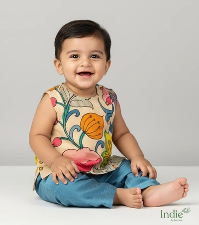 Pen Kalamkari Jabla With Blue Pant