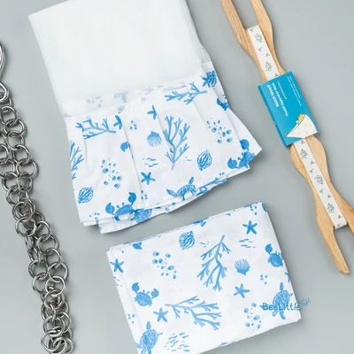 Coastal Sketch - Beelittle Premium Cotton Baby Thottil Cradle | Soft, Breathable & Portable