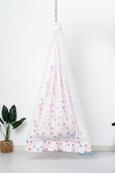 Floaty Friends - Beelittle Premium Cotton Baby Thottil Cradle | Soft, Breathable & Portable