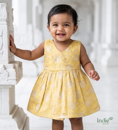 Yellow Brocade Kimono Frock