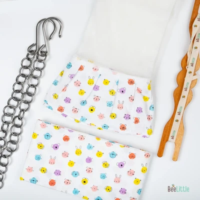 Happy Faces - Beelittle Premium Organic Cotton Baby Thottil Cradle | Soft, Breathable & Portable